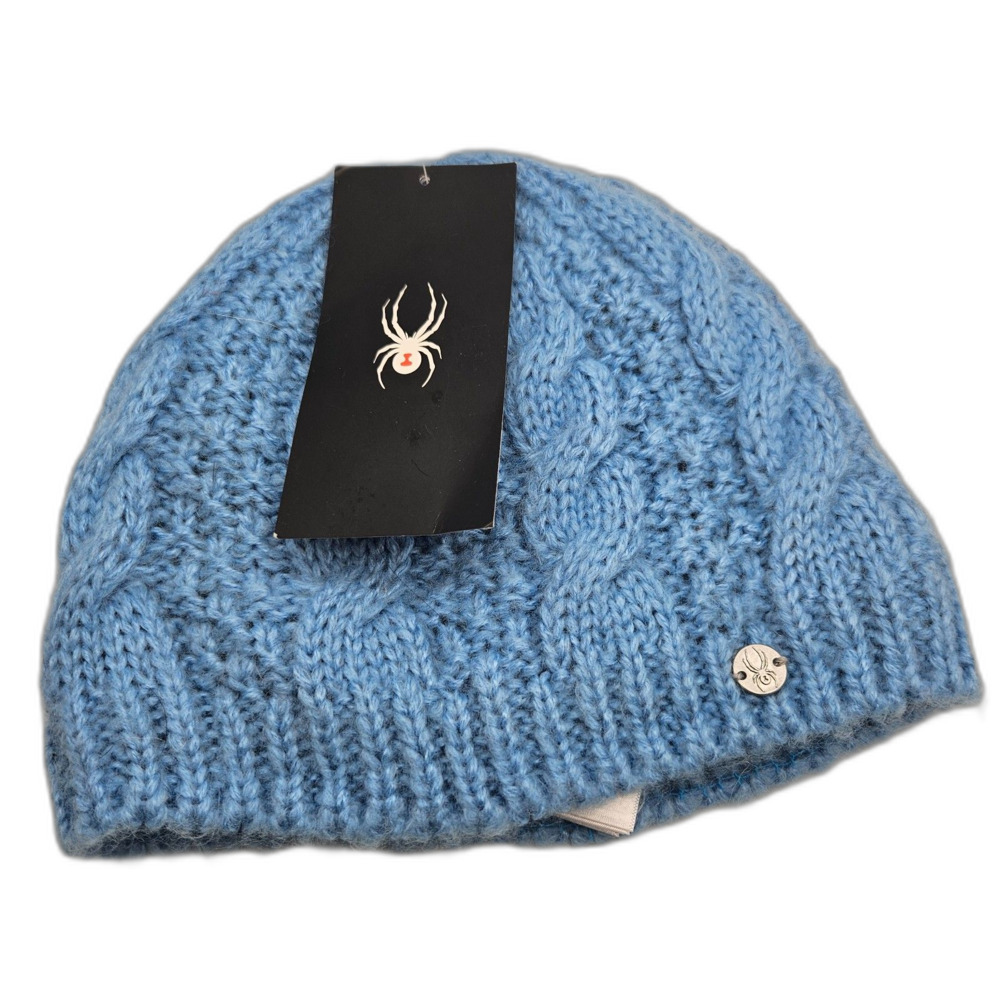 New Spyder Temptress Hat Cable Knit Beanie in Light Blue $40